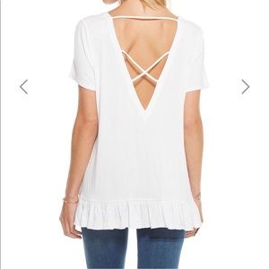 Chaser | COOL JERSEY S/S STRAPPY DOUBLE V PEPLUM